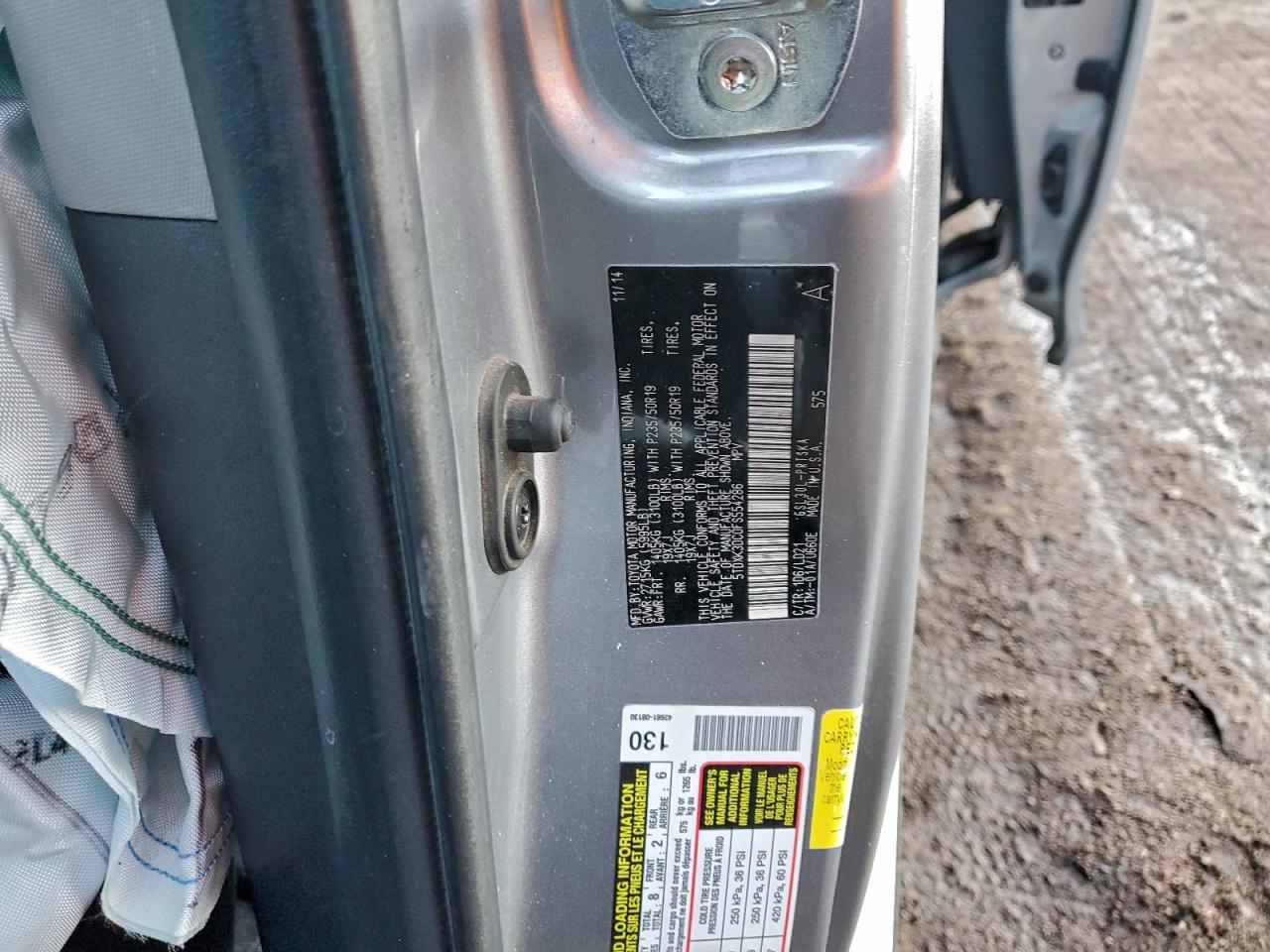 2015 Toyota Sienna Sport VIN: 5TDXK3DC0FS554286 Lot: 95064125