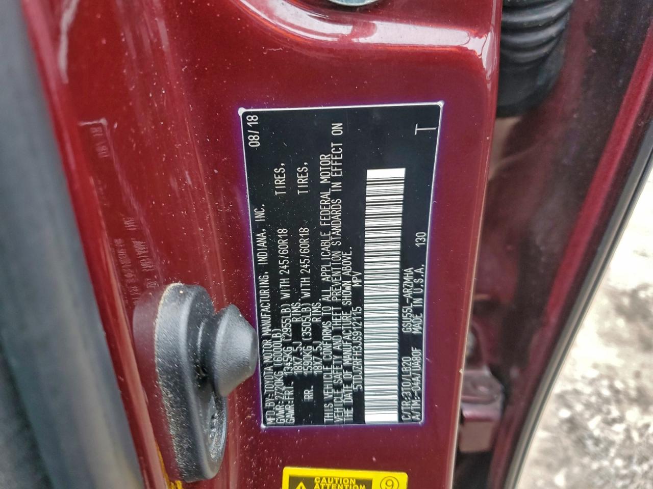 2018 Toyota Highlander Se VIN: 5TDJZRFH3JS912115 Lot: 95514785