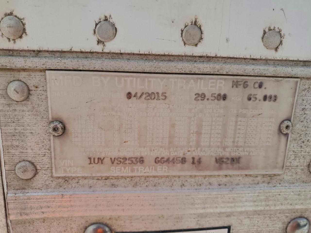 2016 Utility Vs2Dx Dry Van Trailer VIN: 1UYVS2536GG445814 Lot: 70312375
