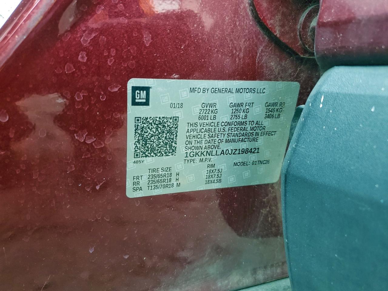 2018 GMC Acadia Sle VIN: 1GKKNLLA0JZ198421 Lot: 94679525