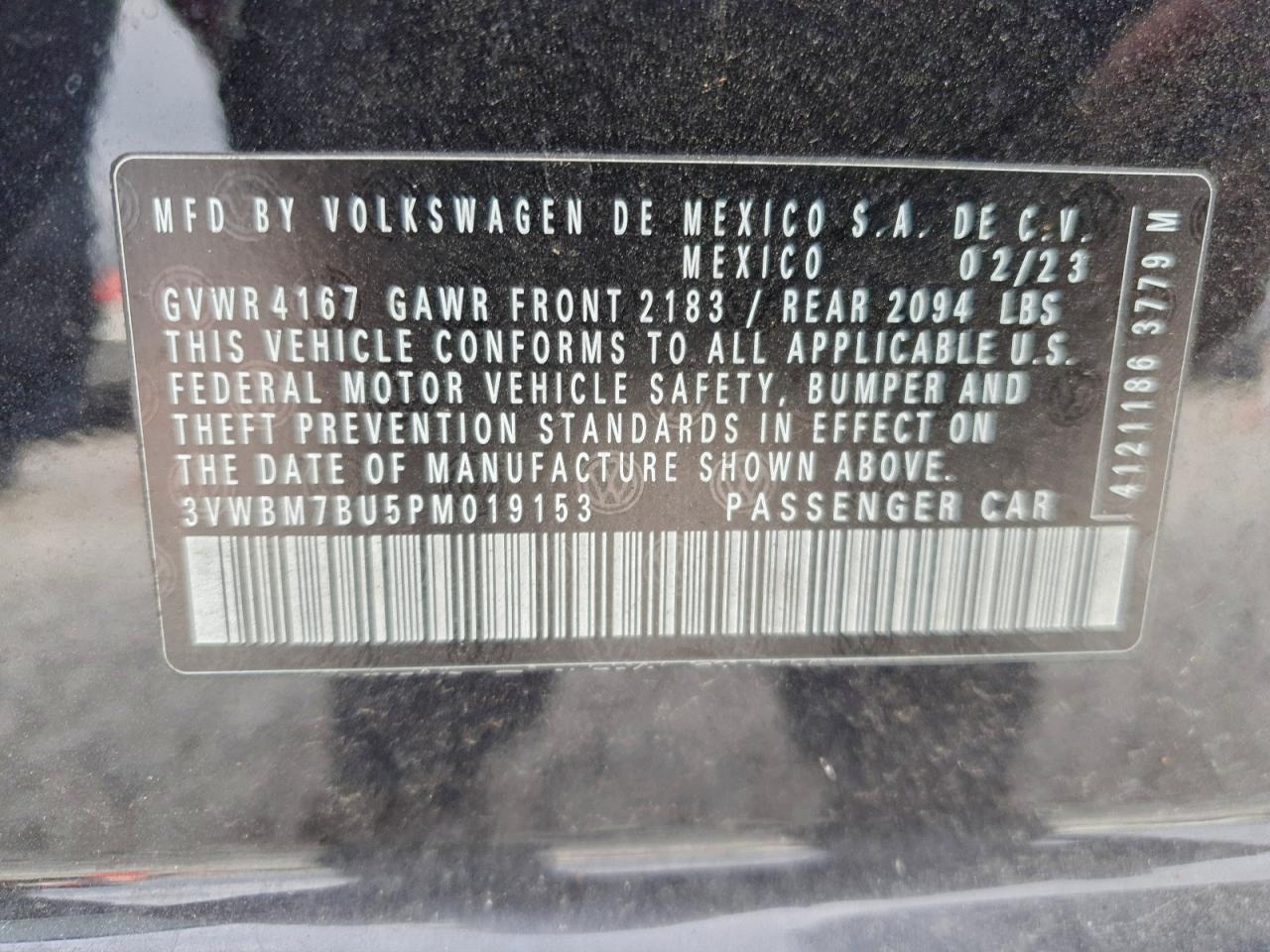 2023 Volkswagen Jetta Sport VIN: 3VWBM7BU5PM019153 Lot: 94948355