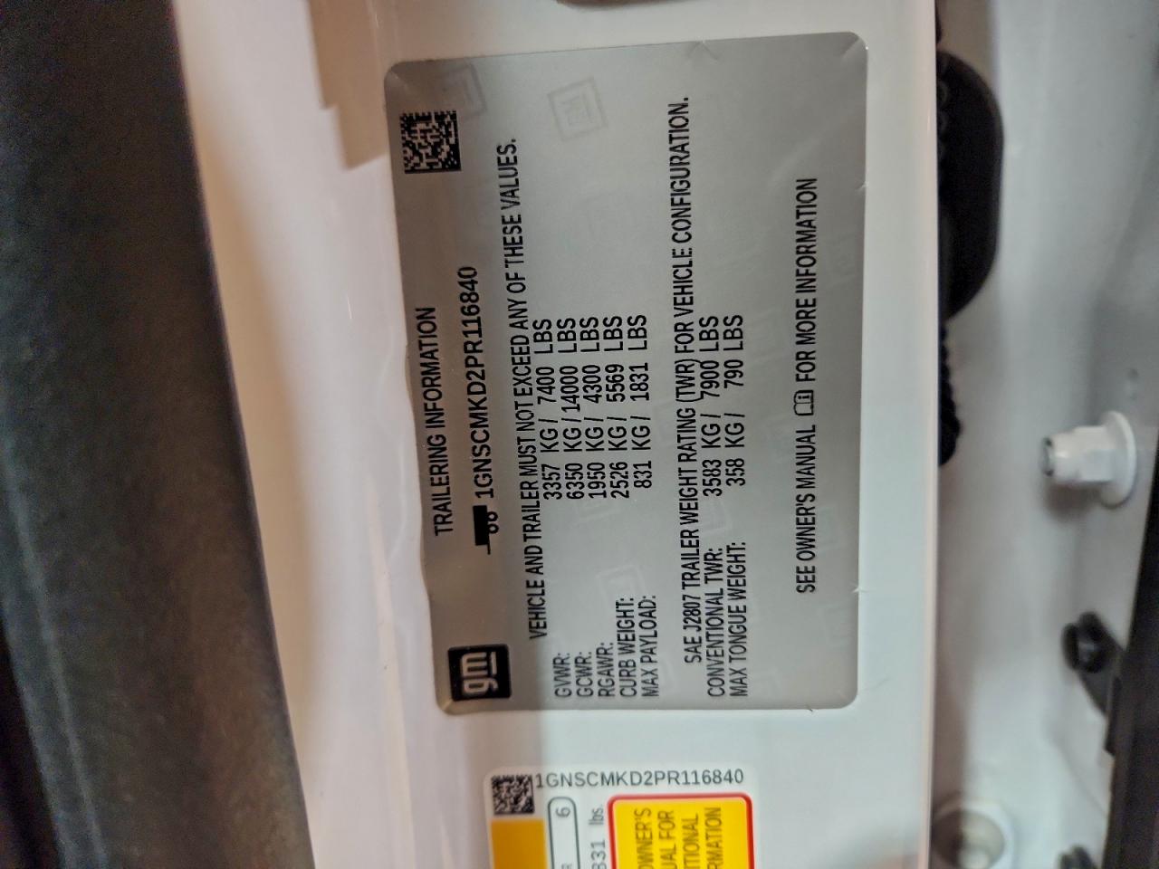 2023 Chevrolet Tahoe C1500 Ls VIN: 1GNSCMKD2PR116840 Lot: 95002295