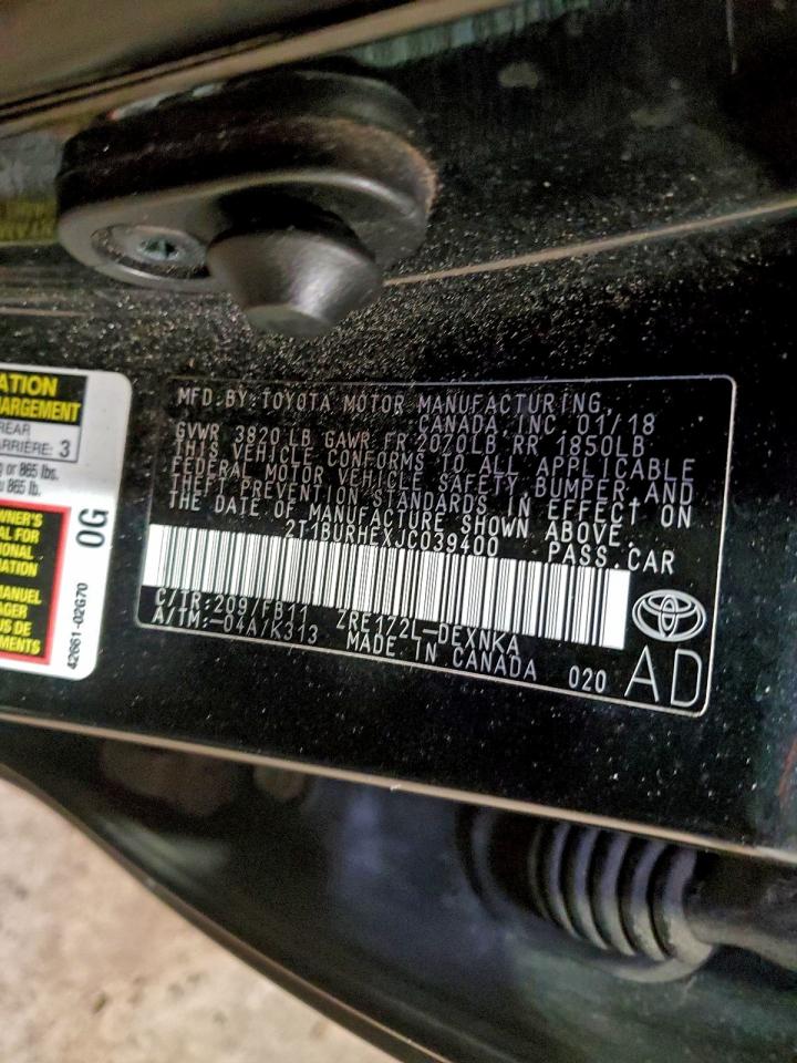 2018 Toyota Corolla L VIN: 2T1BURHEXJC039400 Lot: 95477805