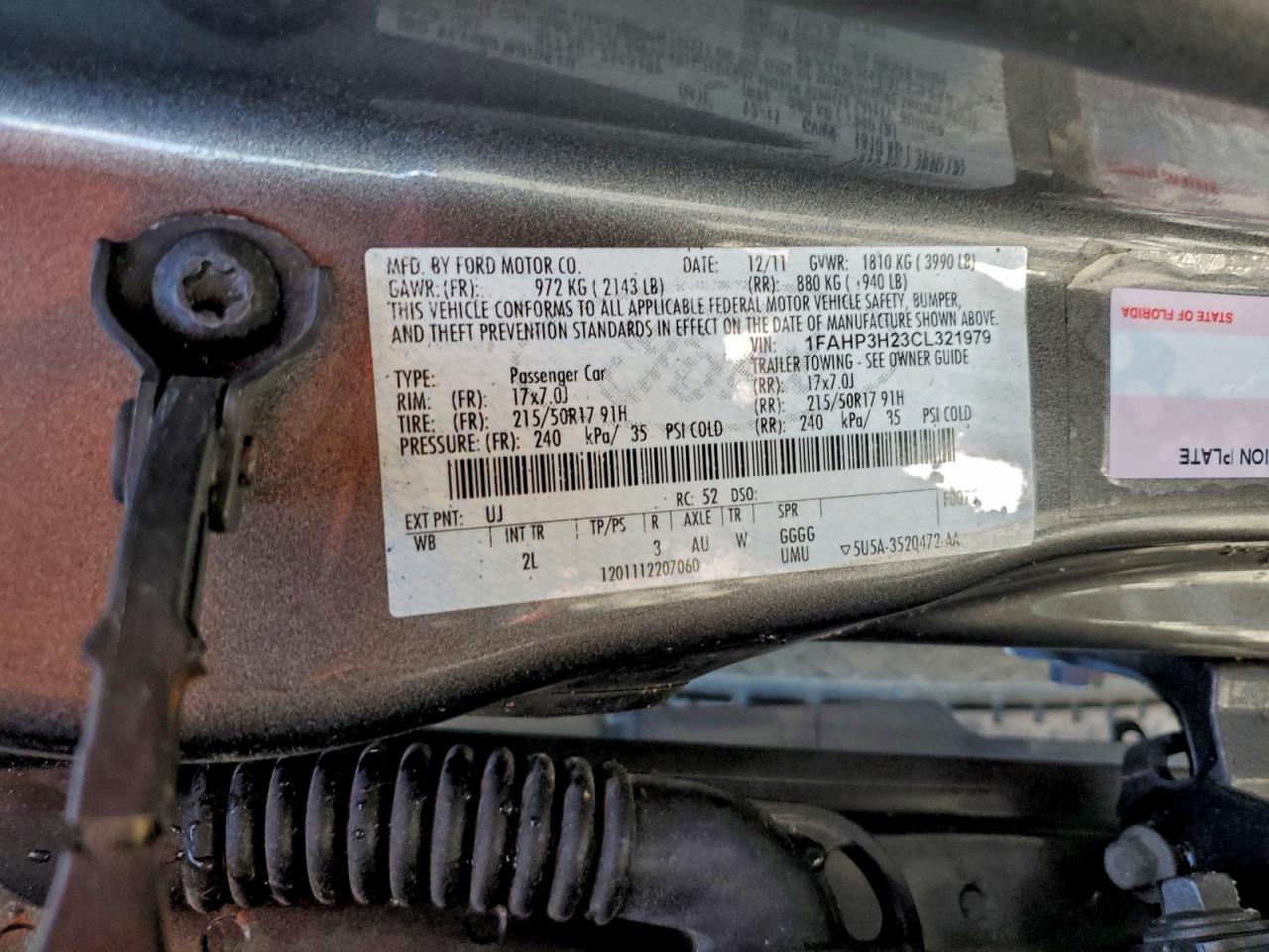 2012 Ford Focus Sel VIN: 1FAHP3H23CL321979 Lot: 94719265