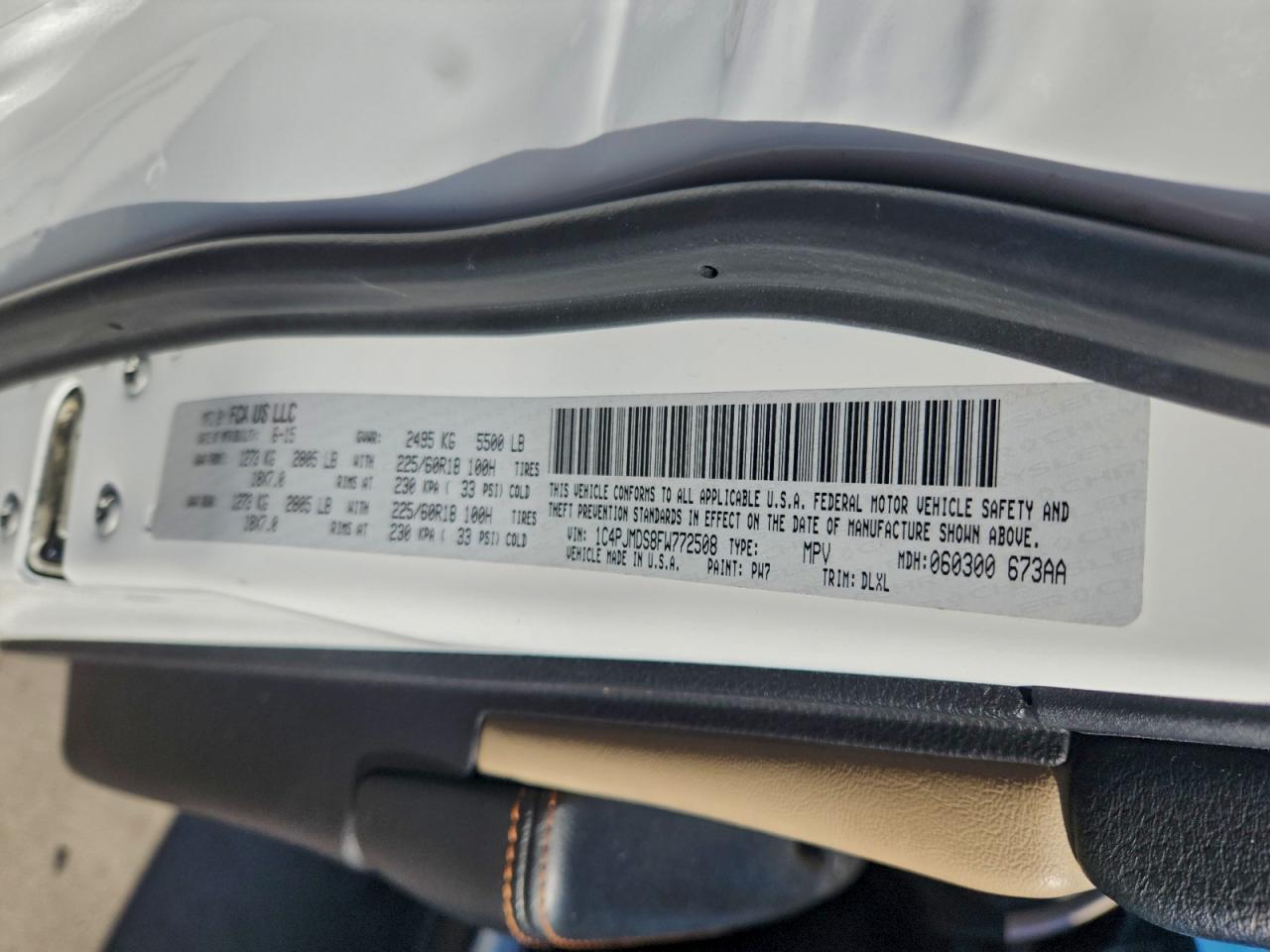 2015 Jeep Cherokee Limited VIN: 1C4PJMDS8FW772508 Lot: 96602555