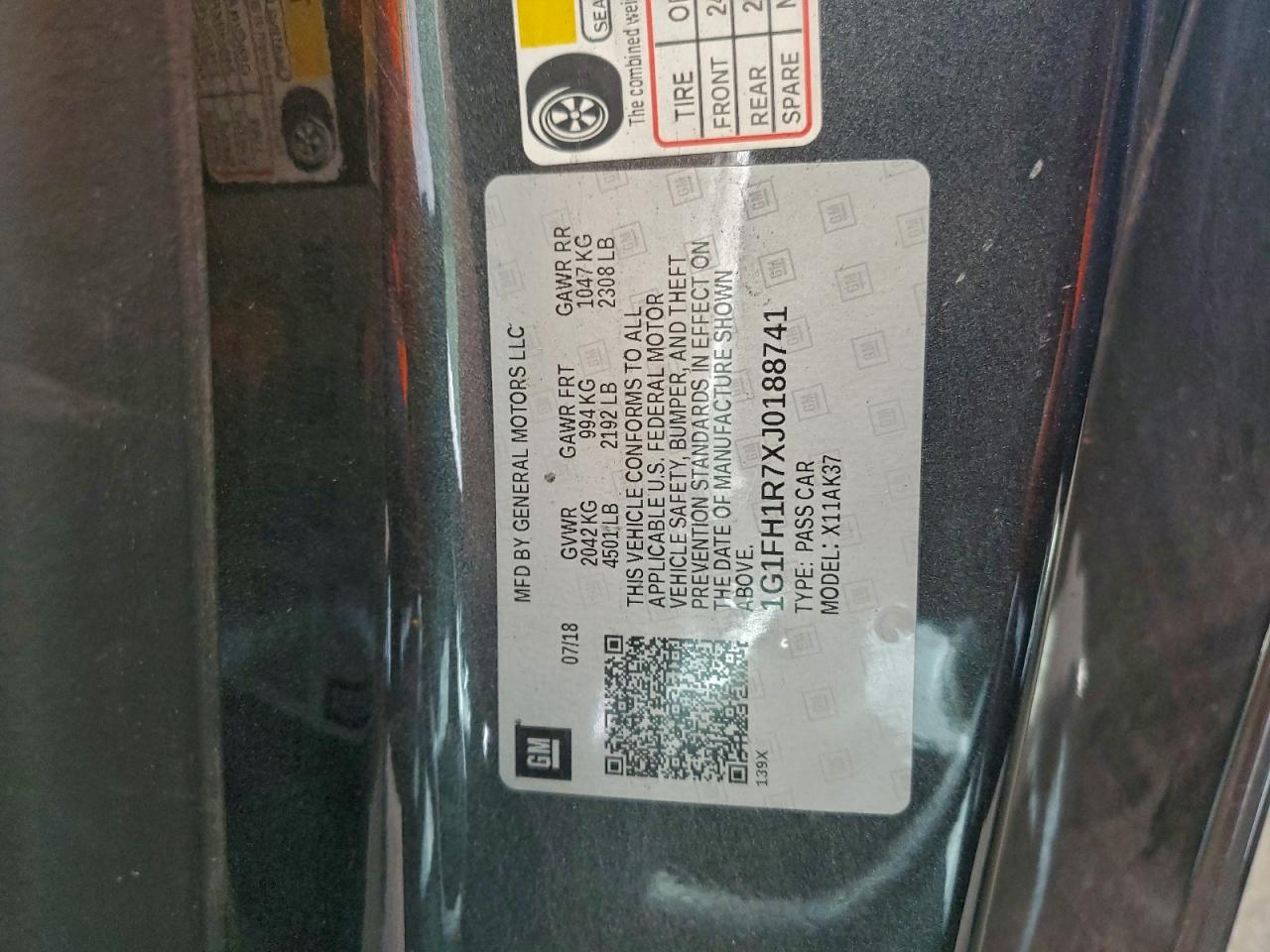 2018 Chevrolet Camaro Ss VIN: 1G1FH1R7XJ0188741 Lot: 95023295