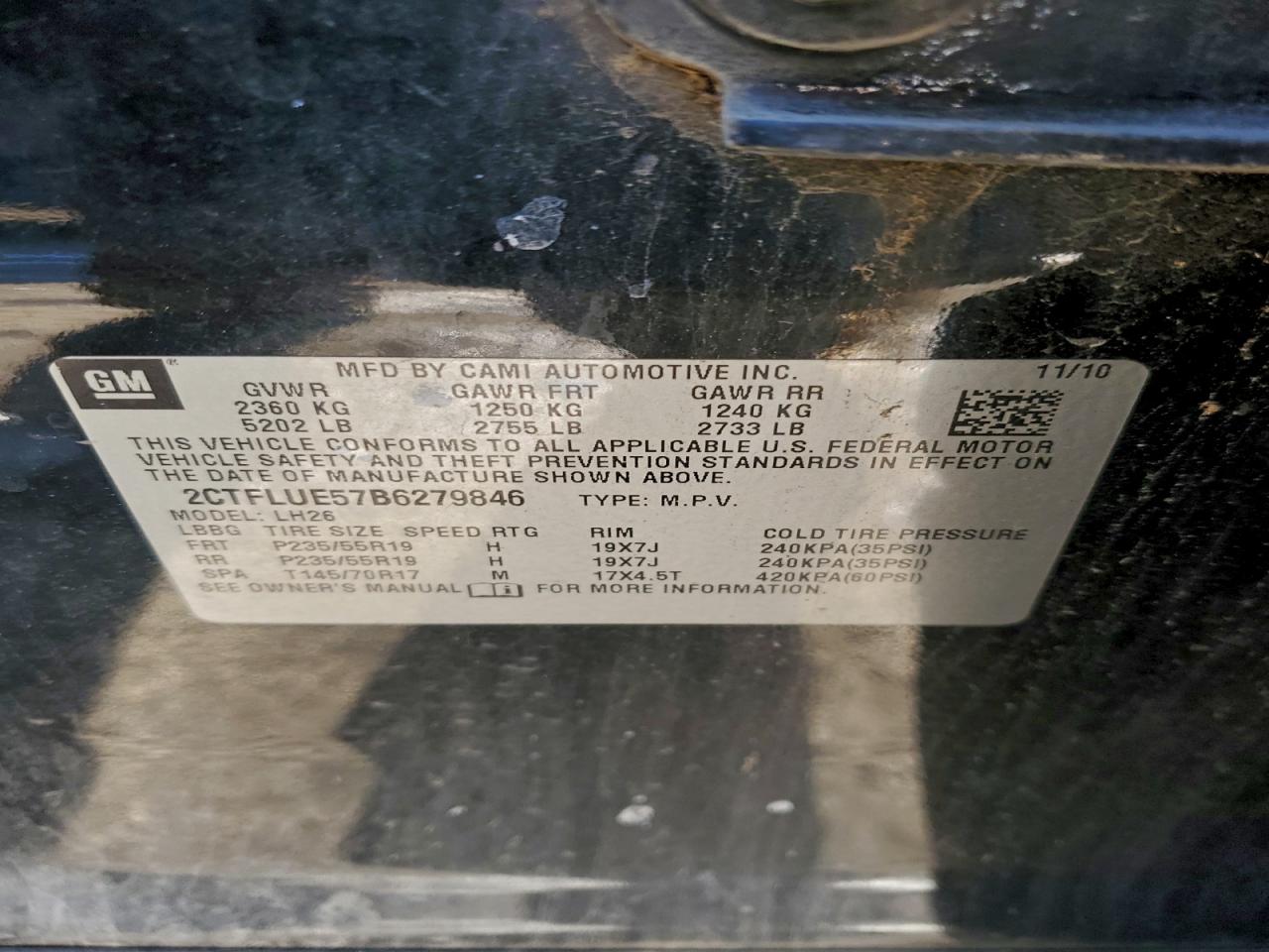 2011 GMC Terrain Slt VIN: 2CTFLUE57B6279846 Lot: 95435915