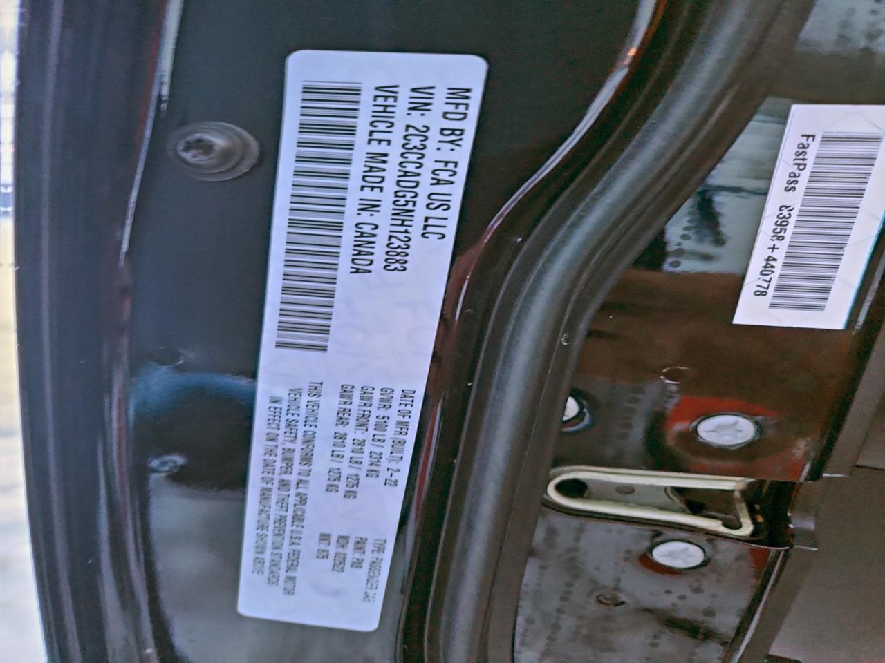 2022 Chrysler 300 Touring L VIN: 2C3CCADG5NH123883 Lot: 93477685