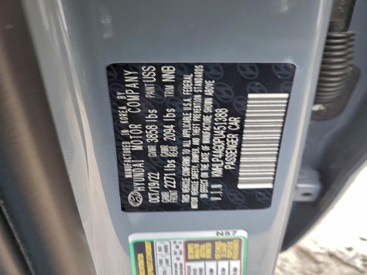 2023 Hyundai Elantra Limited VIN: KMHLP4AG0PU451388 Lot: 95679085