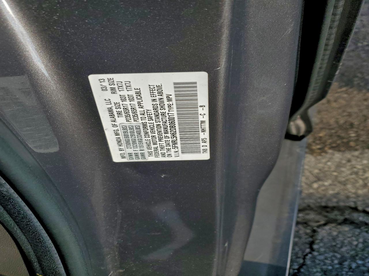 2013 Honda Odyssey Exl VIN: 5FNRL5H62DB060017 Lot: 94967715