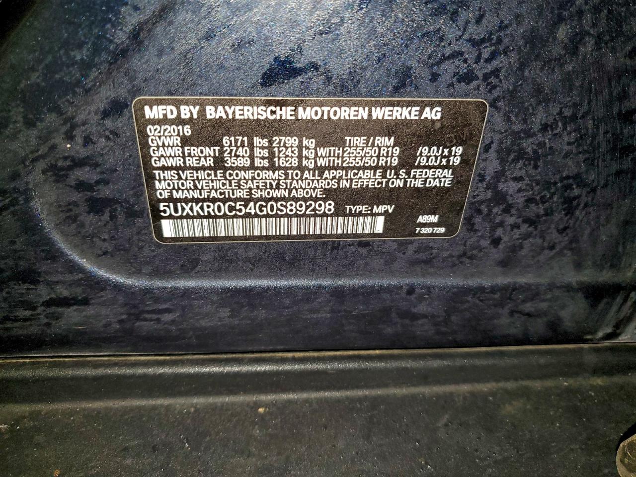 2016 BMW X5 xDrive35I VIN: 5UXKR0C54G0S89298 Lot: 94686845