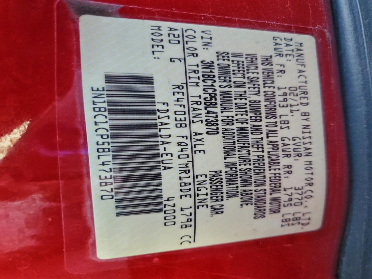 2011 Nissan Versa S VIN: 3N1BC1CP5BL473870 Lot: 95136205