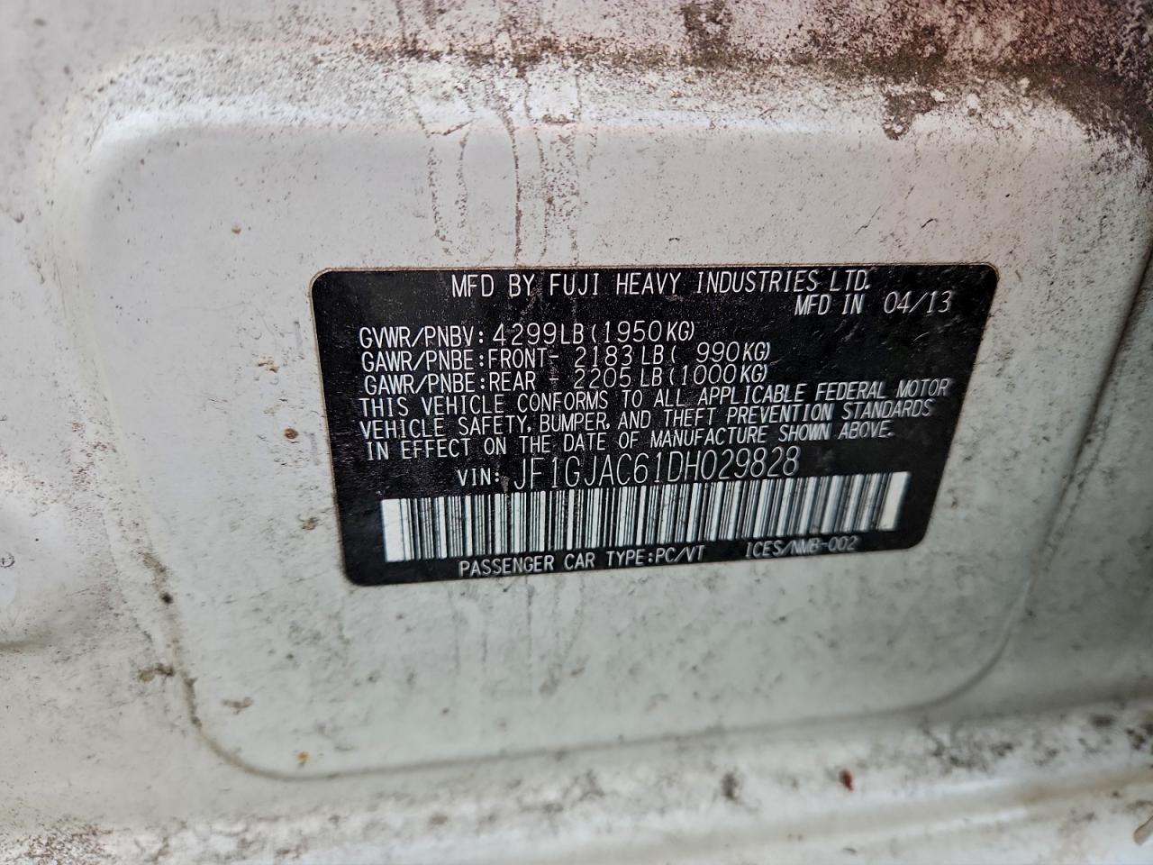 2013 Subaru Impreza Premium VIN: JF1GJAC61DH029828 Lot: 94890245