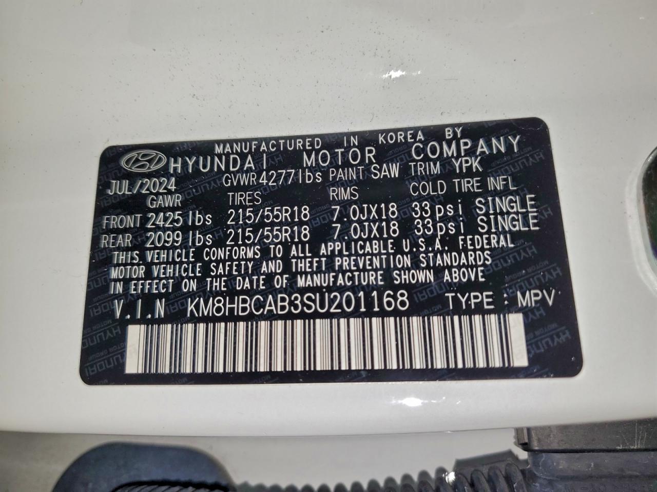 2025 Hyundai Kona Sel VIN: KM8HBCAB3SU201168 Lot: 96344645