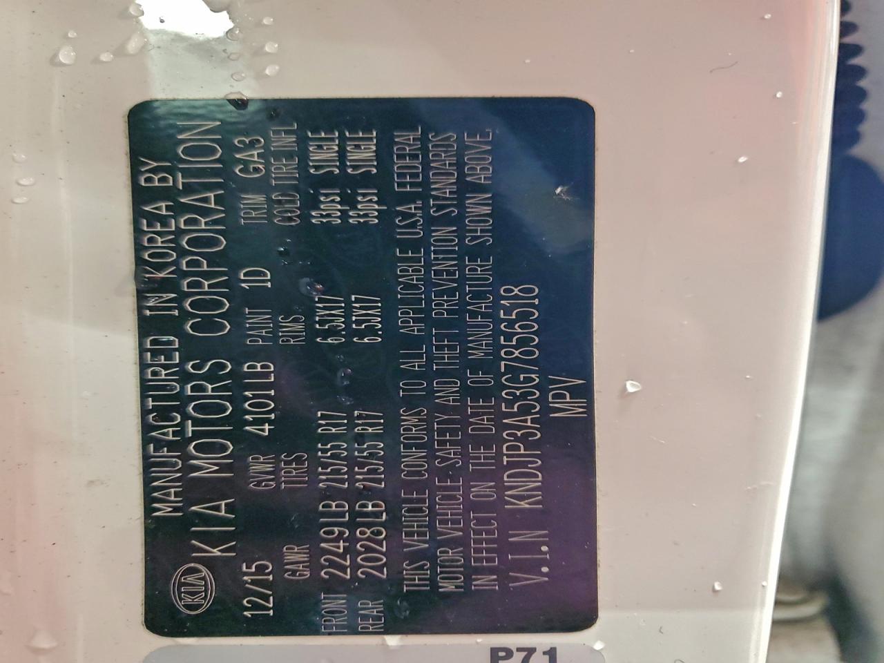 2016 Kia Soul + VIN: KNDJP3A53G7856518 Lot: 95495095