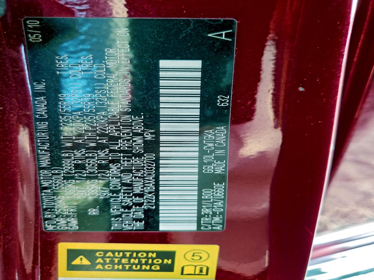 2010 Lexus Rx 350 VIN: 2T2ZK1BAXAC032700 Lot: 94913915