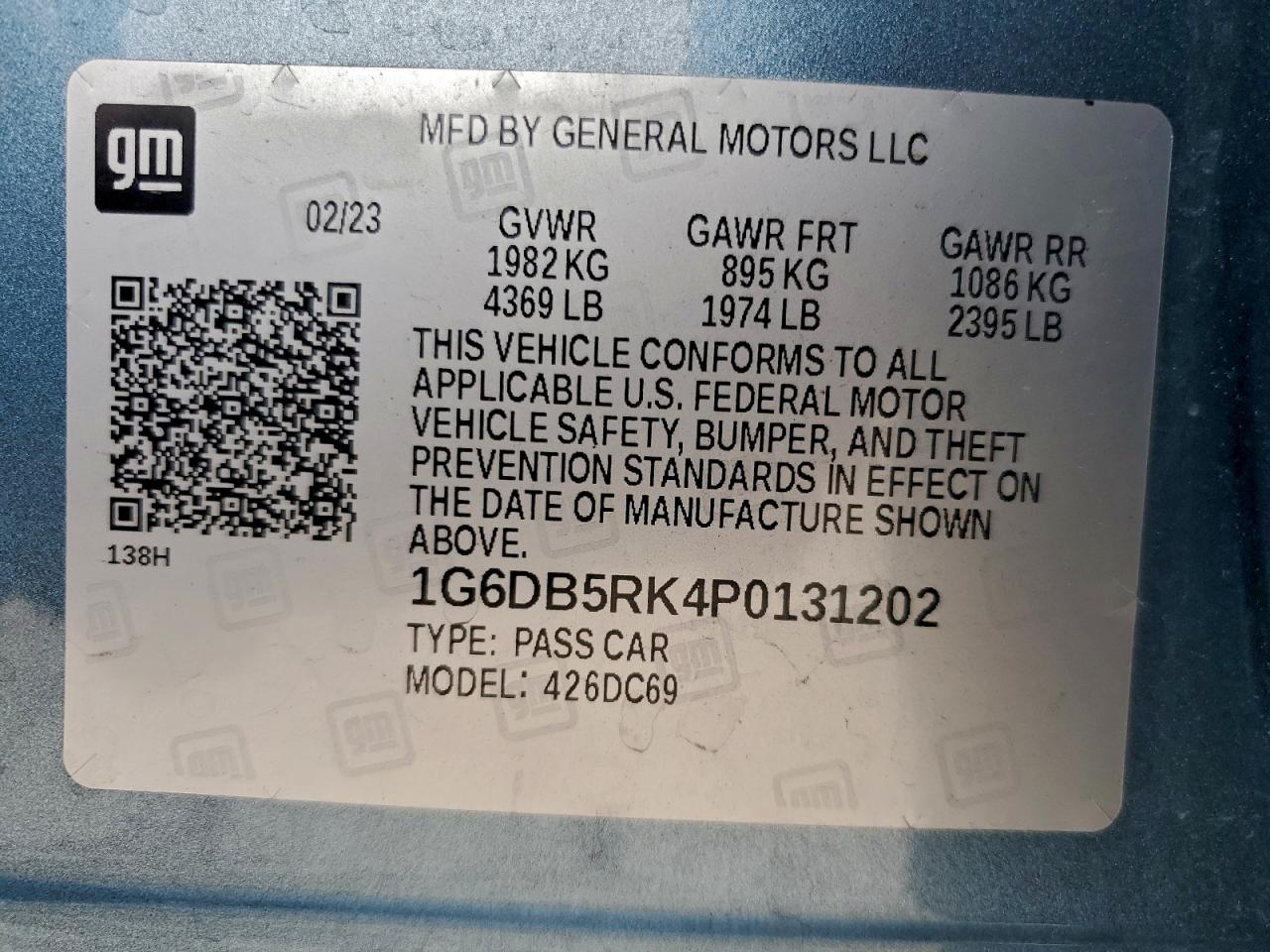 2023 Cadillac Ct4 Premium Luxury VIN: 1G6DB5RK4P0131202 Lot: 96953245