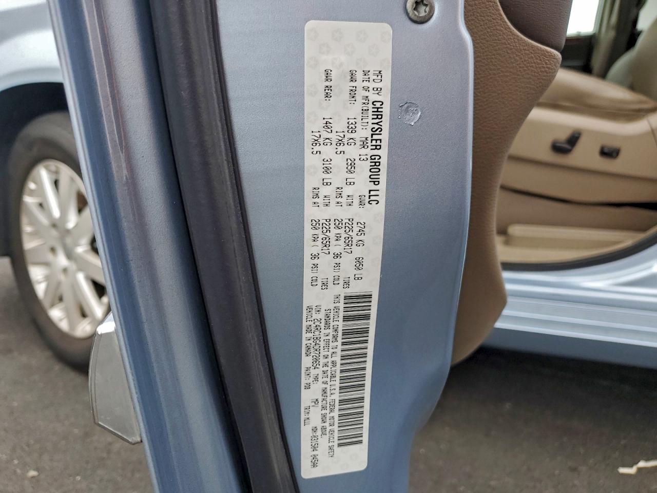 2013 Chrysler Town & Country Touring VIN: 2C4RC1BG4DR720654 Lot: 94563795