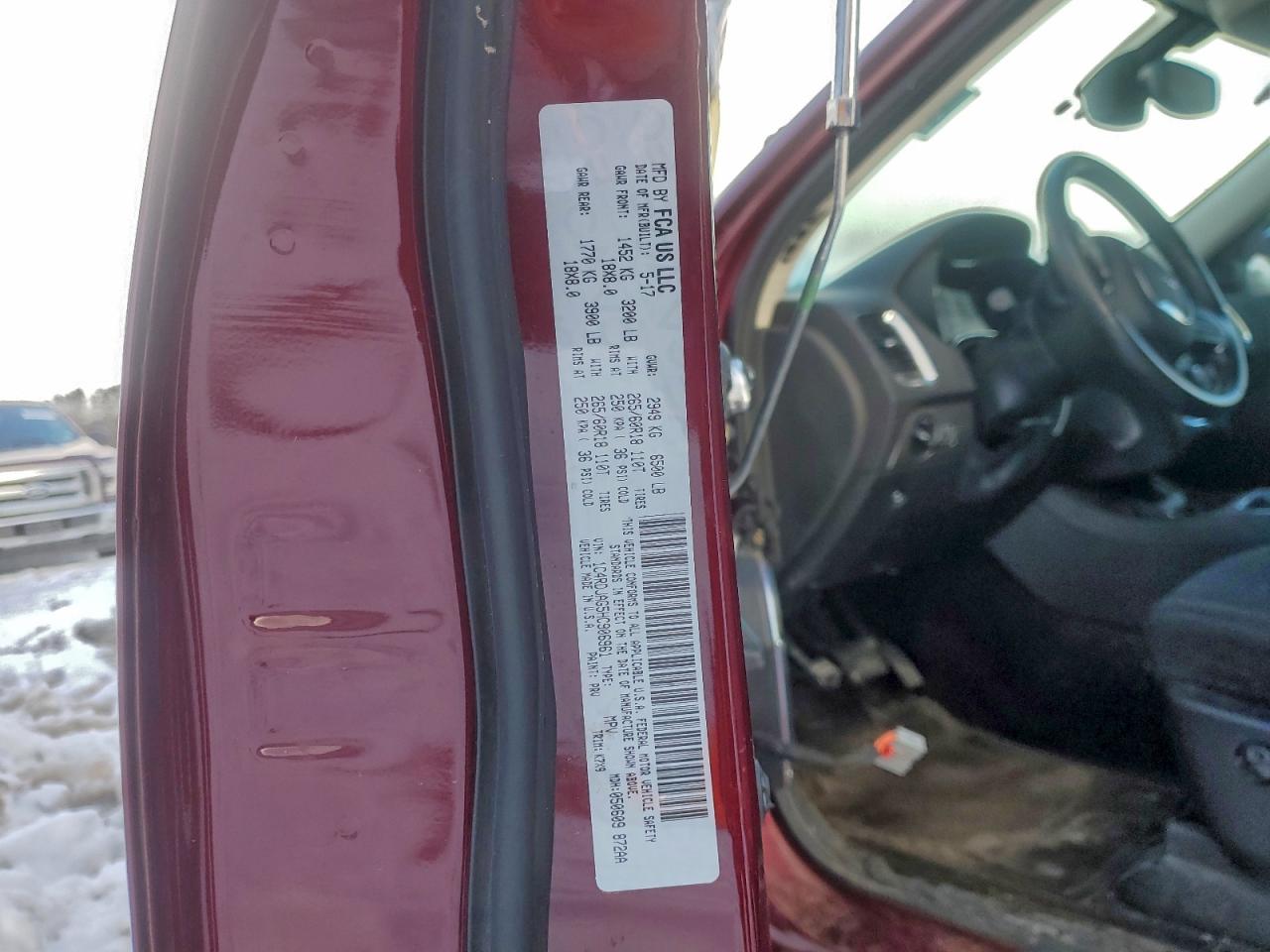 2017 Dodge Durango Sxt VIN: 1C4RDJAG5HC906961 Lot: 93837295