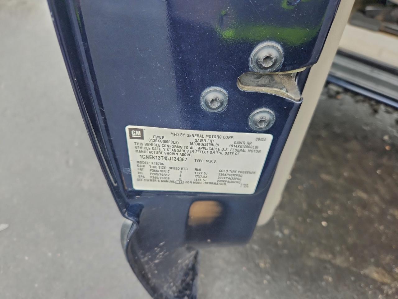 2005 Chevrolet Tahoe K1500 VIN: 1GNEK13T45J134367 Lot: 95478805