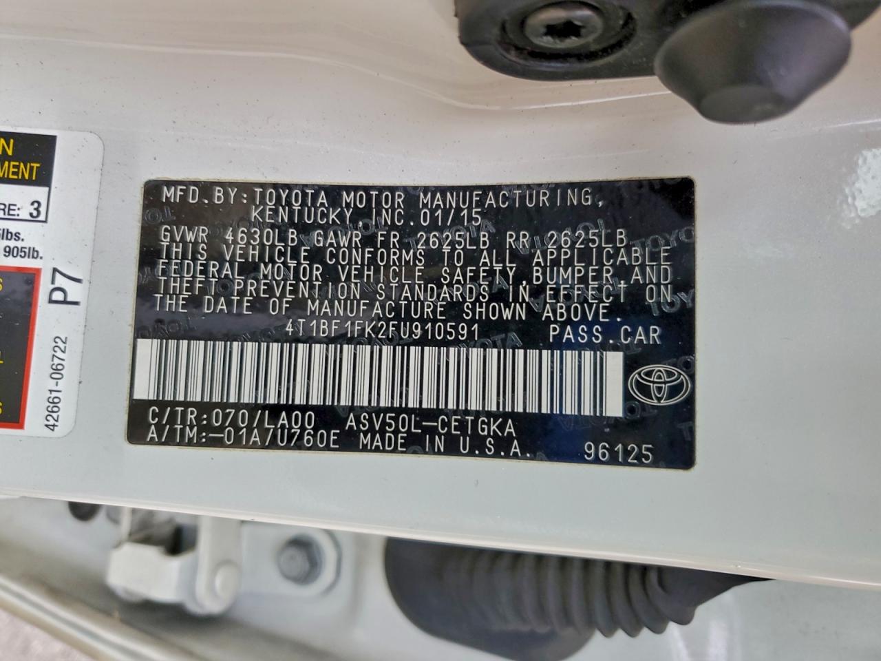 2015 Toyota Camry Le VIN: 4T1BF1FK2FU910591 Lot: 96067815