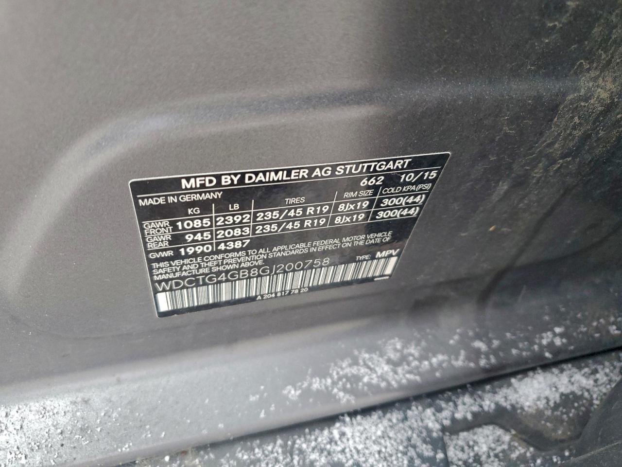 Фото: WDCTG4GB8GJ200758