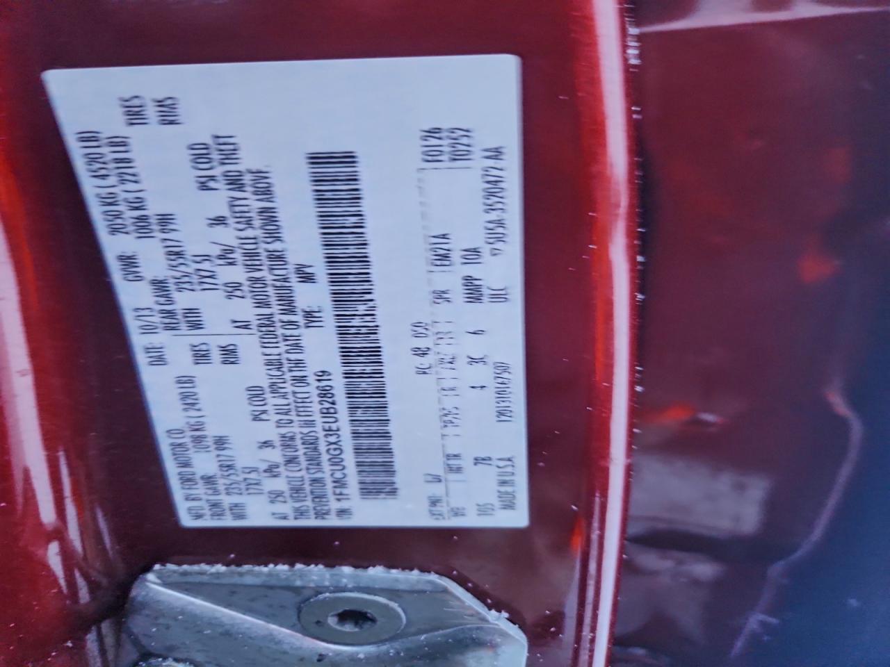 2014 Ford Escape Se VIN: 1FMCU0GX3EUB28619 Lot: 94072695