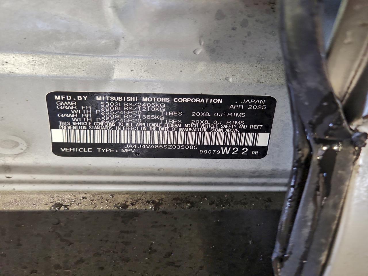 2025 Mitsubishi Outlander Se VIN: JA4J4VA85SZ035085 Lot: 96363865