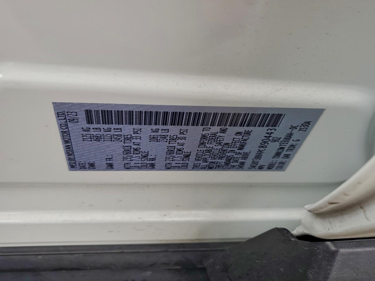 2023 Nissan Rogue Sv VIN: 5N1BT3BB4PC890443 Lot: 94528585