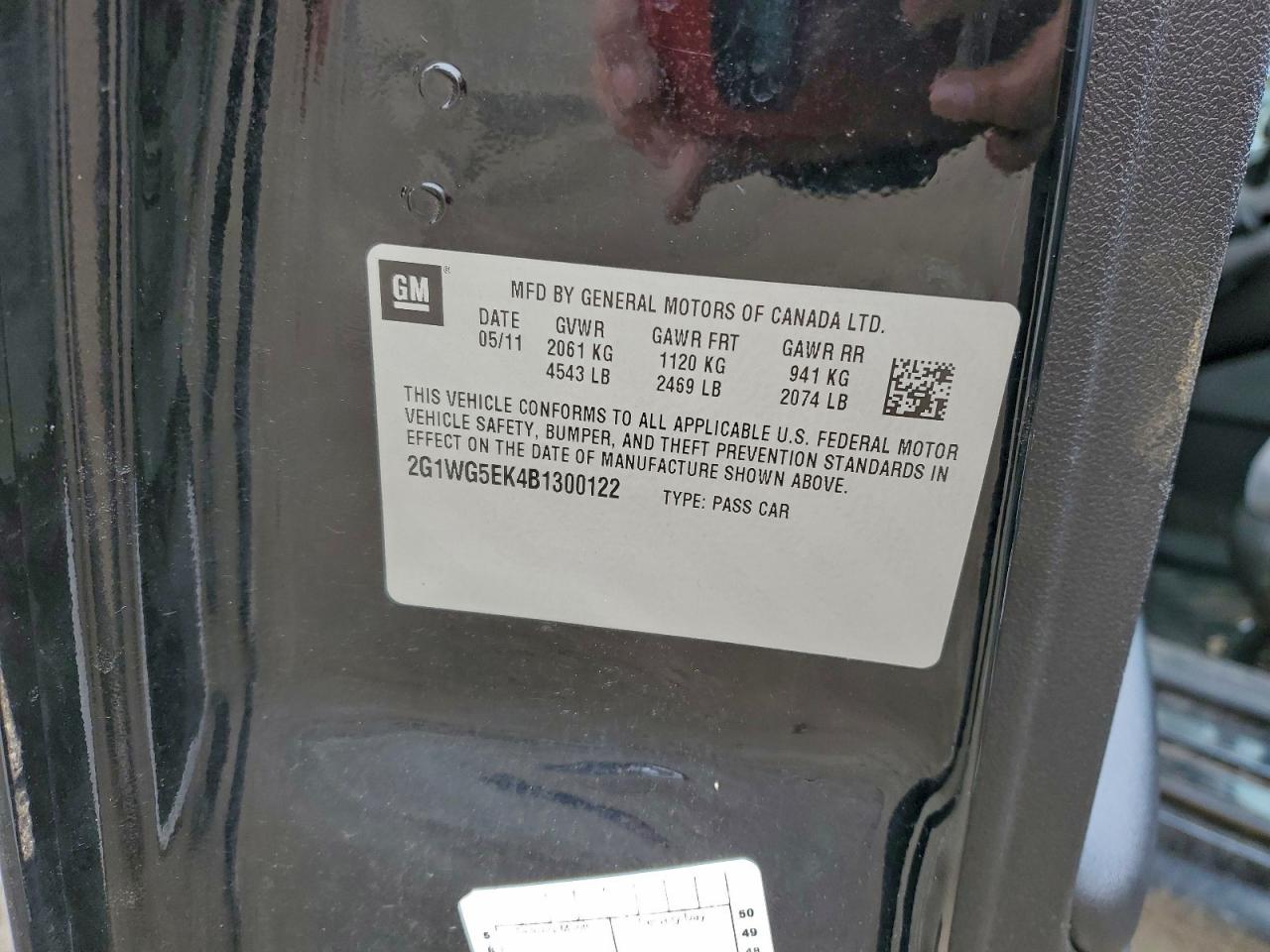 2011 Chevrolet Impala Lt VIN: 2G1WG5EK4B1300122 Lot: 96379235