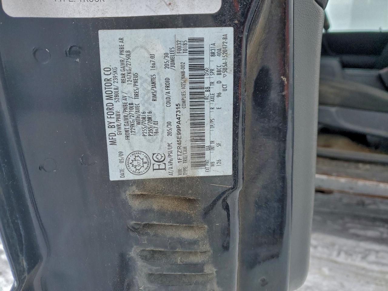 2009 Ford Ranger Super Cab VIN: 1FTZR45E99PA47315 Lot: 95284805