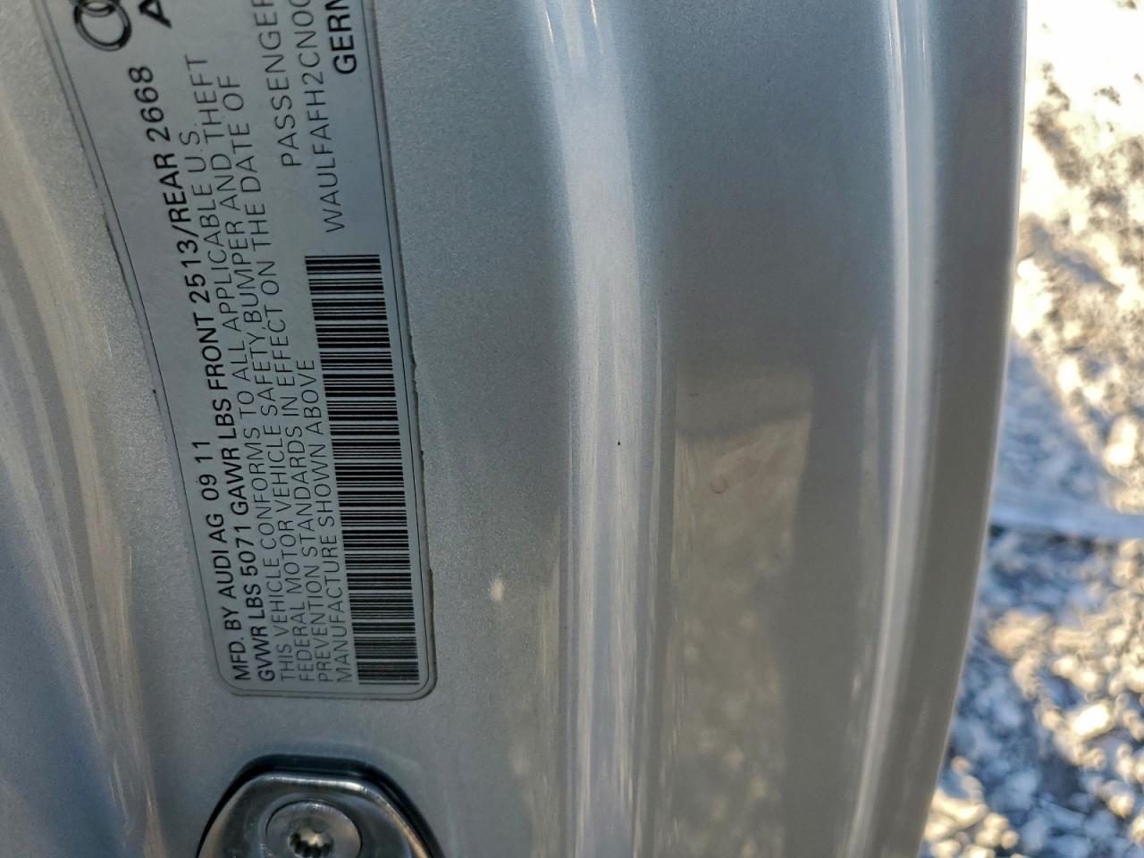 2012 Audi A5 Premium Plus VIN: WAULFAFH2CN002058 Lot: 96950425