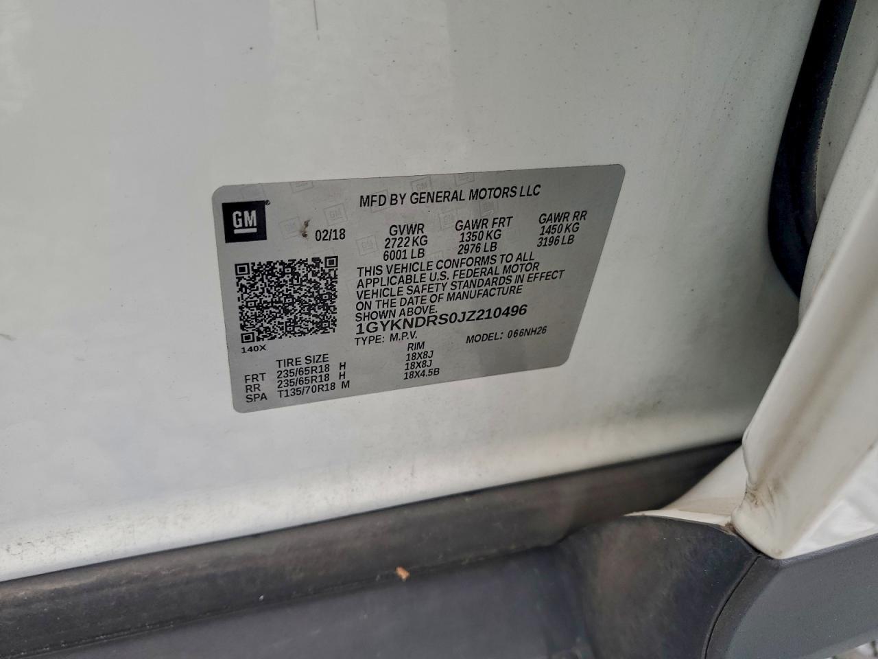 2018 Cadillac Xt5 Luxury VIN: 1GYKNDRS0JZ210496 Lot: 96468145