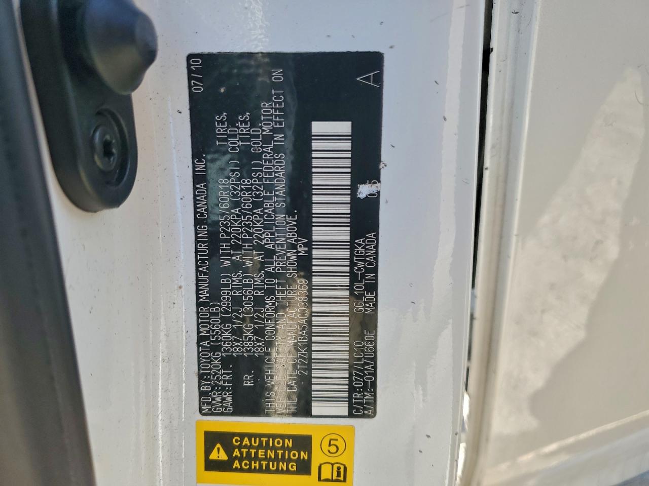 2010 Lexus Rx 350 VIN: 2T2ZK1BA5AC038369 Lot: 94814715