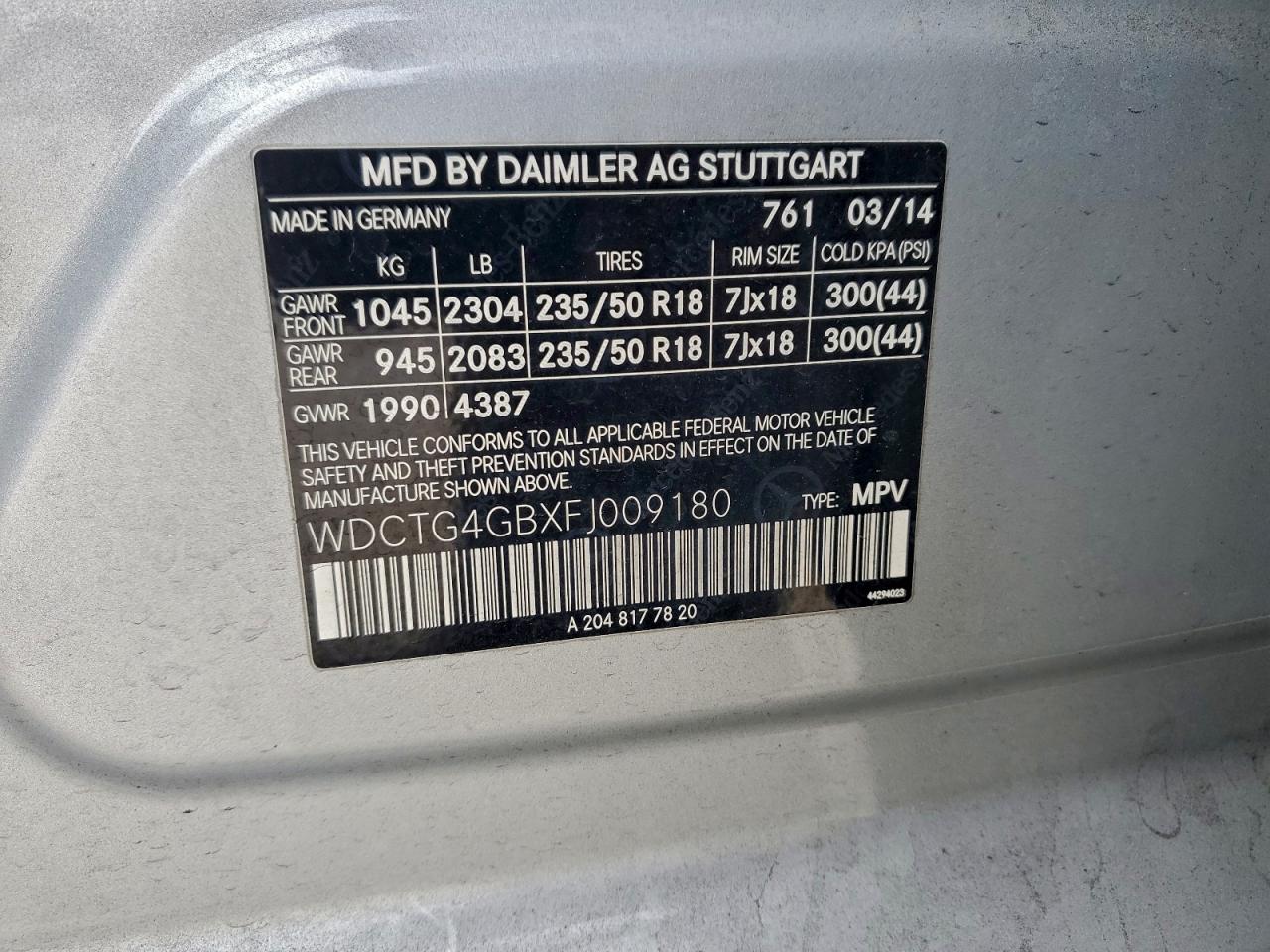 2015 Mercedes-Benz Gla 250 4Matic VIN: WDCTG4GBXFJ009180 Lot: 95512795