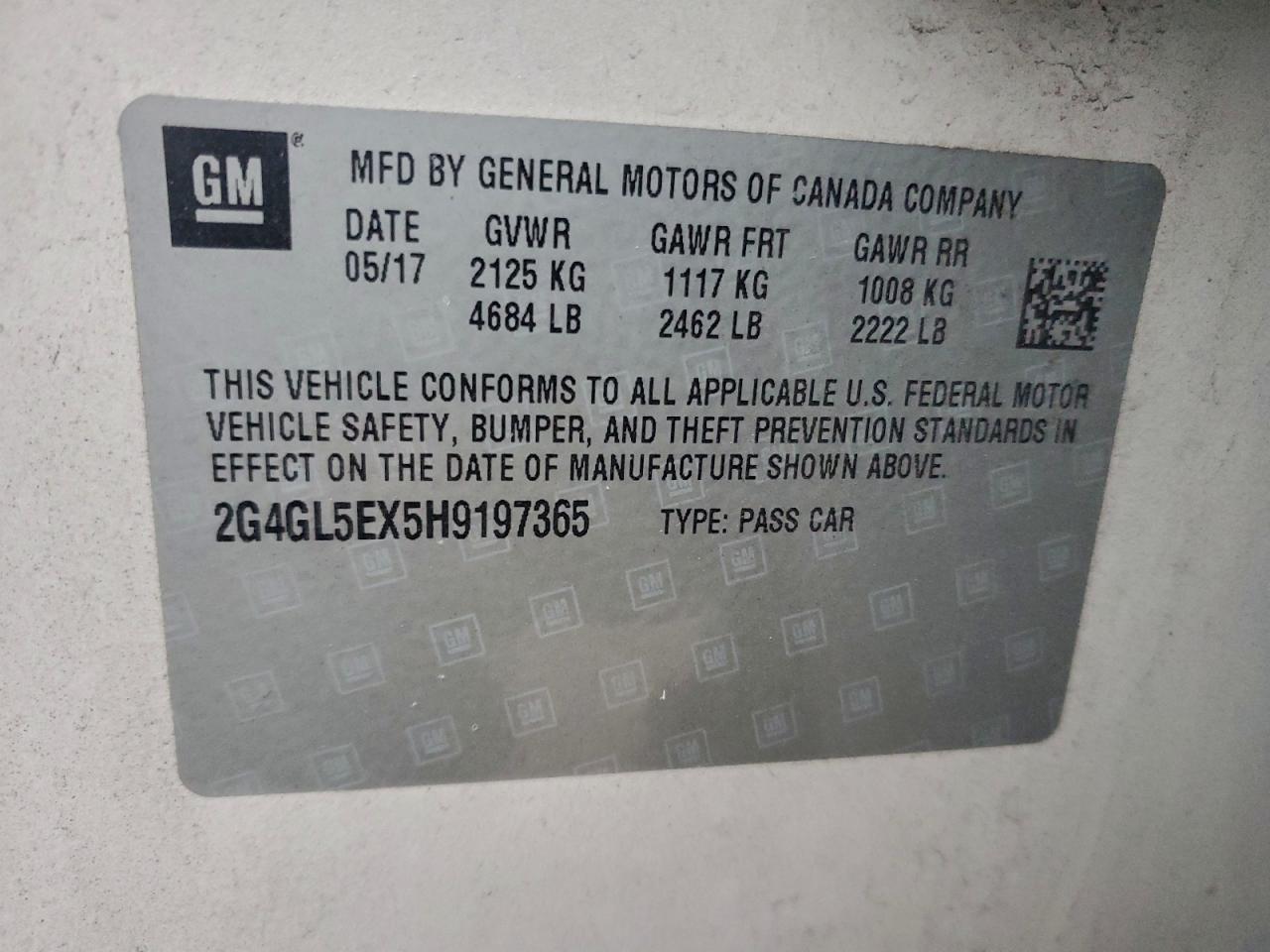 2017 Buick Regal Sport Touring VIN: 2G4GL5EX5H9197365 Lot: 95897815