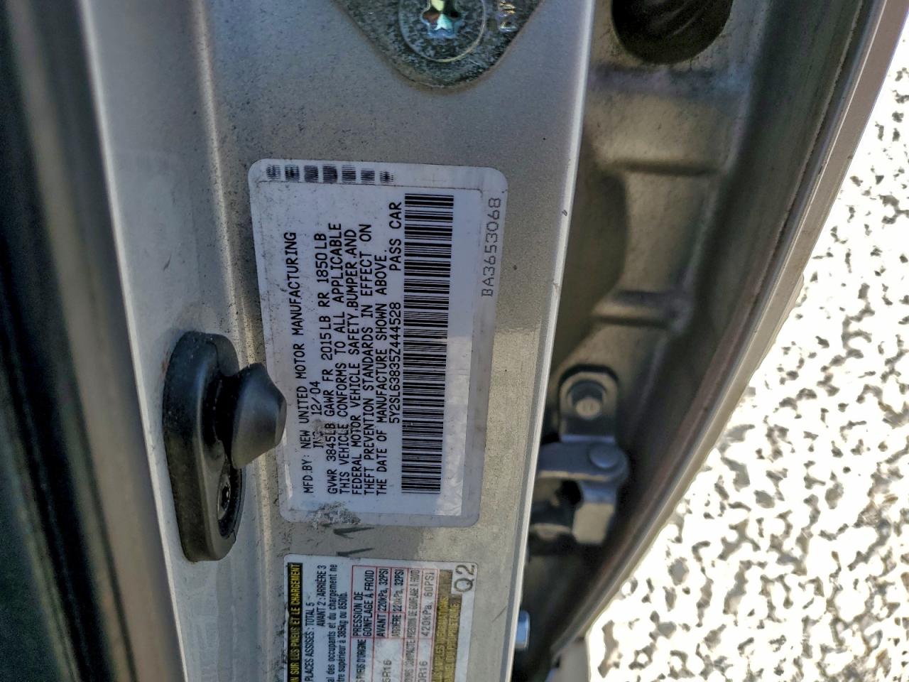 2005 Pontiac Vibe VIN: 5Y2SL63835Z444528 Lot: 95608715