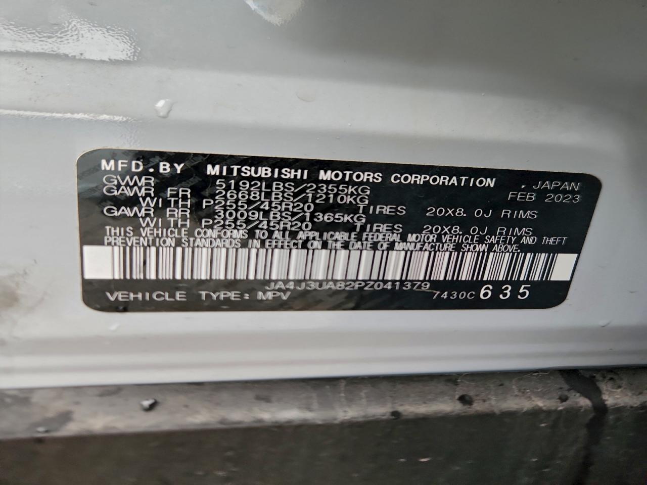 2023 Mitsubishi Outlander Se VIN: JA4J3UA82PZ041379 Lot: 95550595