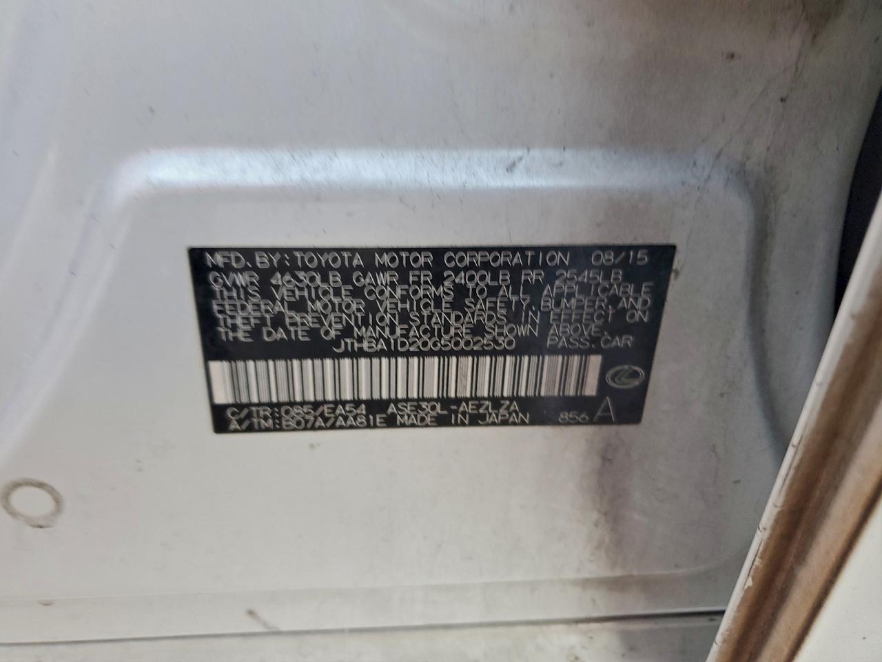 2016 Lexus Is 200T VIN: JTHBA1D20G5002530 Lot: 97257495