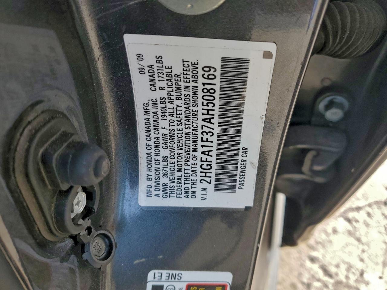 2010 Honda Civic Vp VIN: 2HGFA1F37AH508169 Lot: 94650595