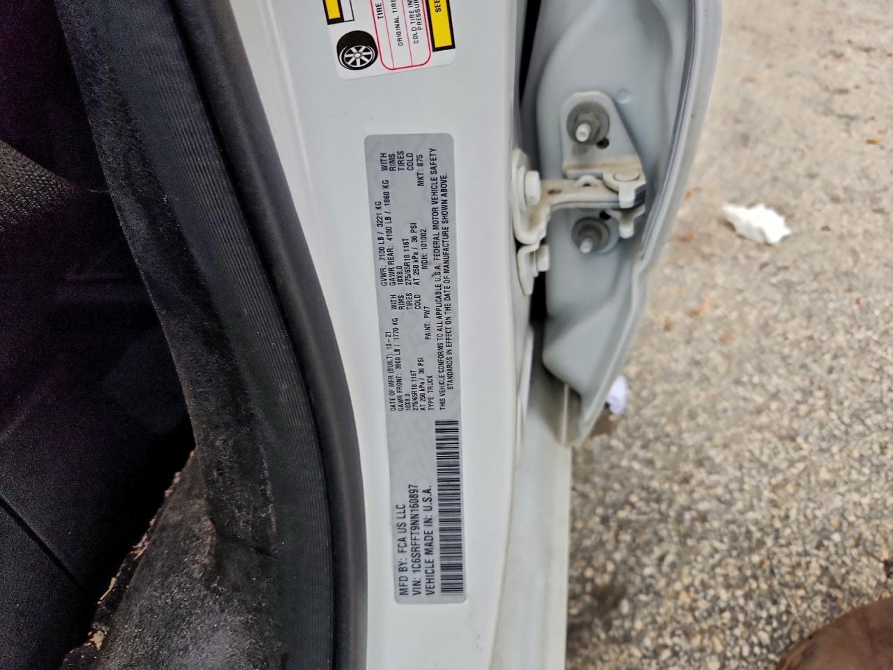 2022 Ram 1500 Big Horn/Lone Star VIN: 1C6SRFFT9NN160897 Lot: 95148795