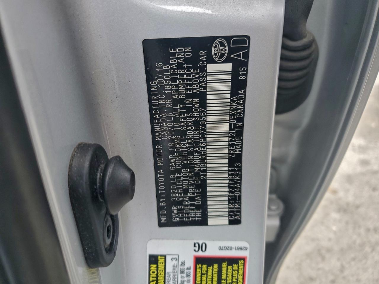 2017 Toyota Corolla L VIN: 2T1BURHE6HC779567 Lot: 96464105