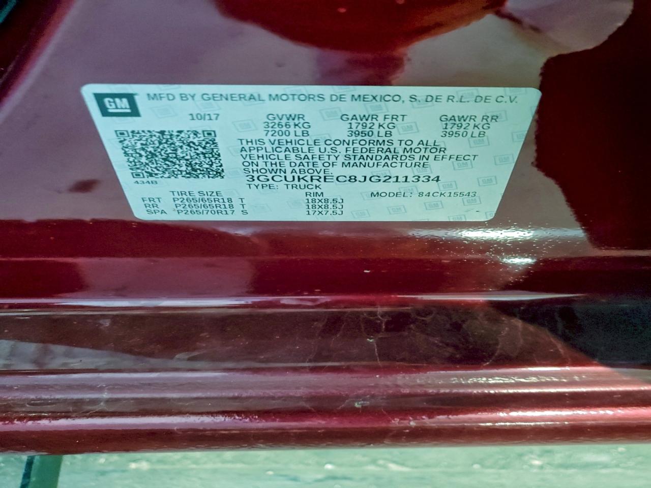 2018 Chevrolet Silverado K1500 Lt VIN: 3GCUKREC8JG211334 Lot: 94134195