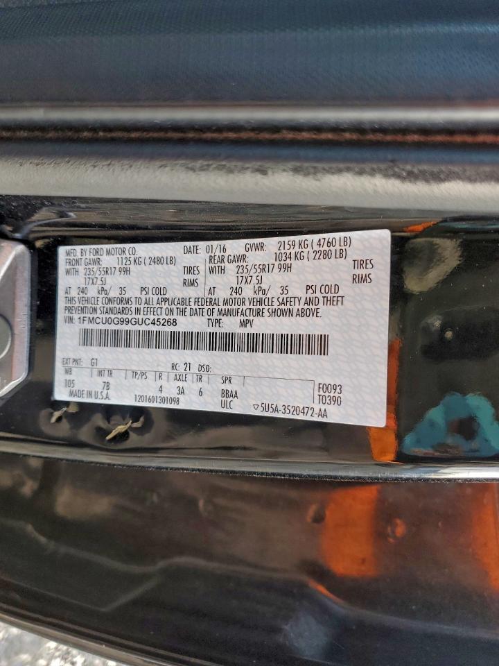 2016 Ford Escape Se VIN: 1FMCU0G99GUC45268 Lot: 94389035