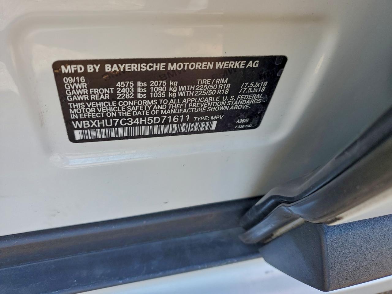 2017 BMW X1 Sdrive28I VIN: WBXHU7C34H5D71611 Lot: 95204205