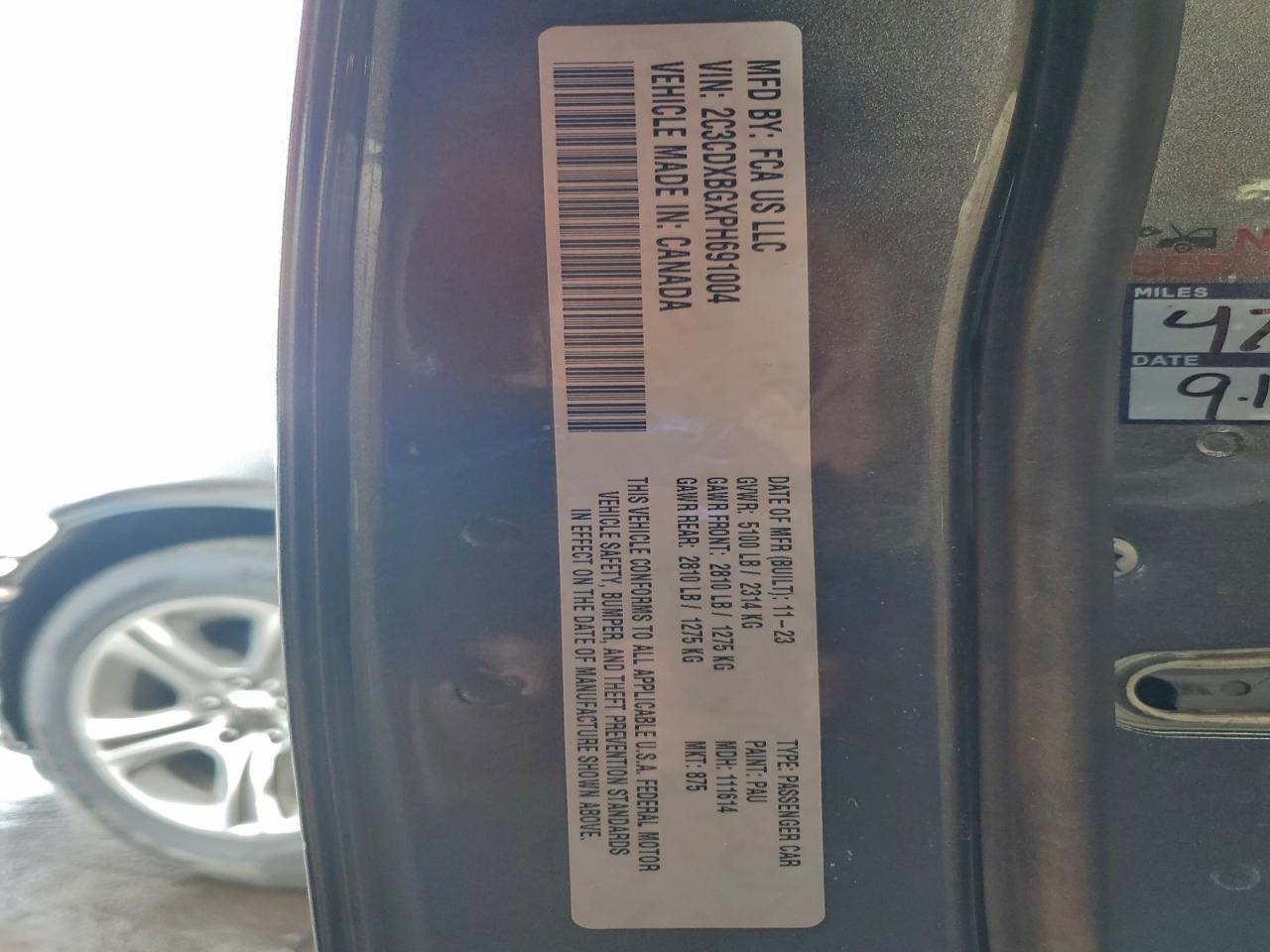 2023 Dodge Charger Sxt VIN: 2C3CDXBGXPH691004 Lot: 95132215