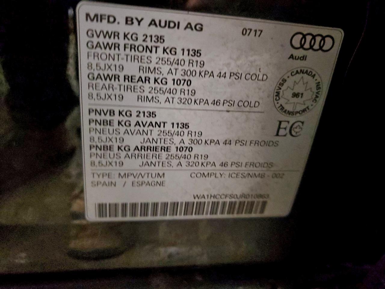 2018 Audi Q3 Premium Plus VIN: WA1HCCFS0JR010863 Lot: 95401045