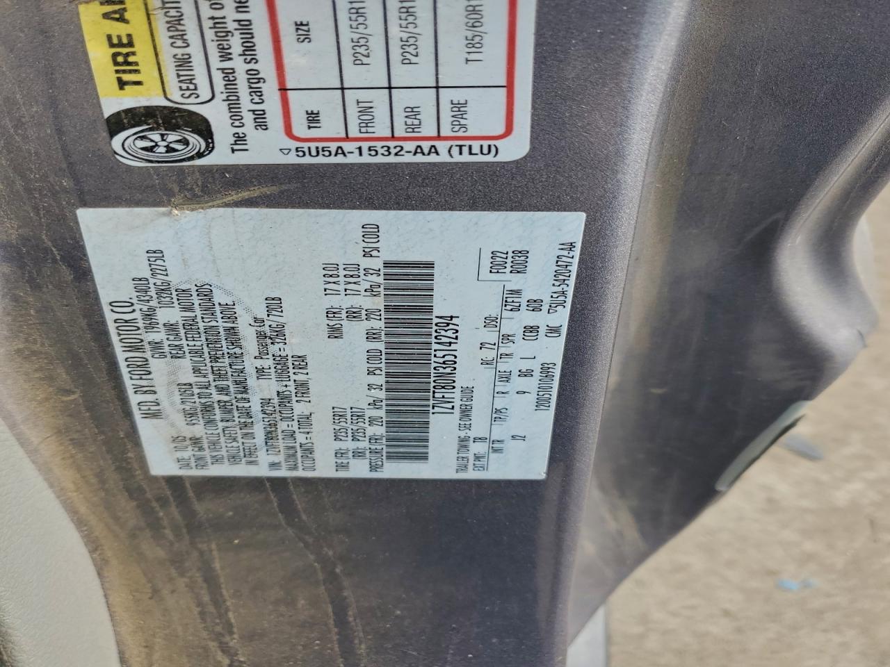 2006 Ford Mustang VIN: 1ZVFT80N365142394 Lot: 94908765