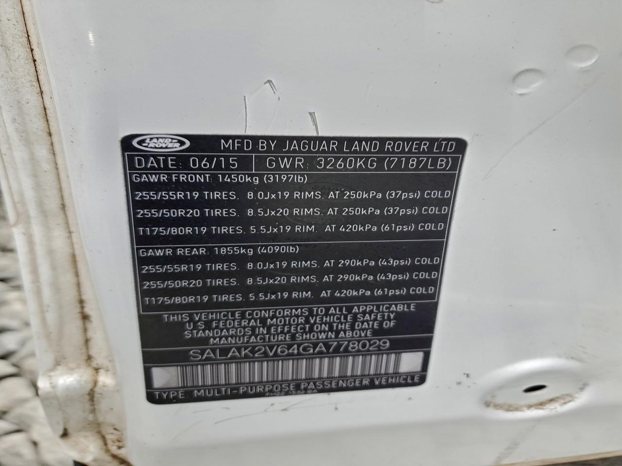 2016 Land Rover Lr4 Hse Luxury VIN: SALAK2V64GA778029 Lot: 95895465