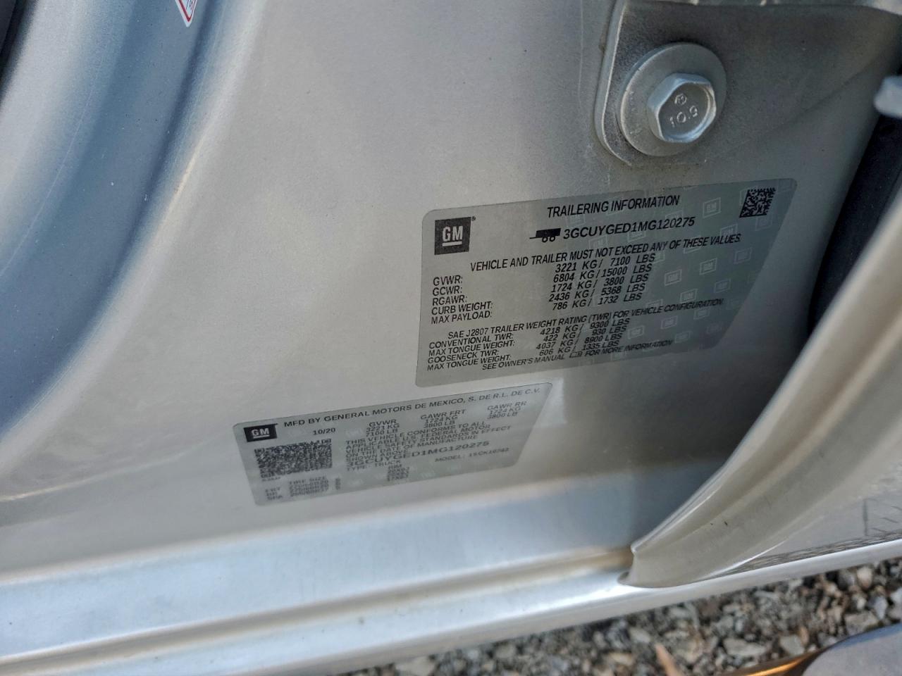 2021 Chevrolet Silverado K1500 Ltz VIN: 3GCUYGED1MG120275 Lot: 96253645